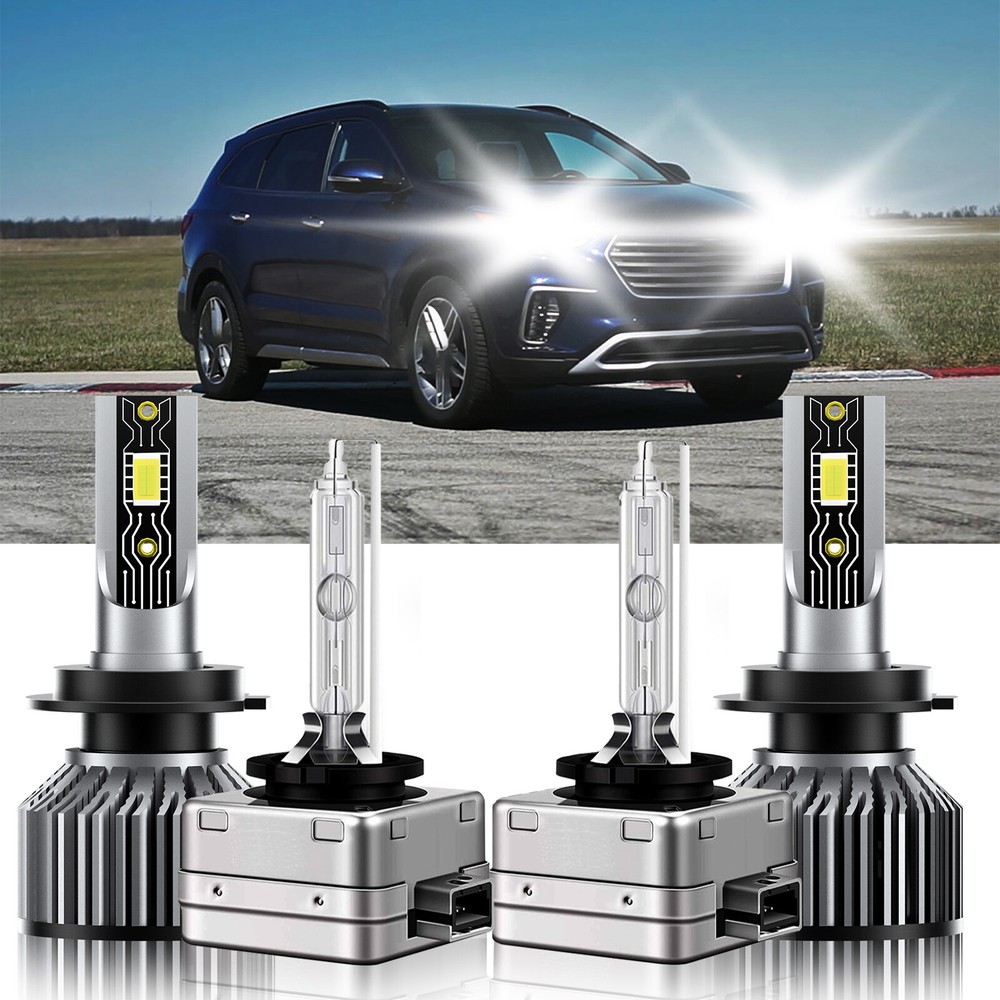4X H7+D1S LED HID Headlight Bulbs Hi Low Lamp For Hyundai Santa Fe XL 2019-2019