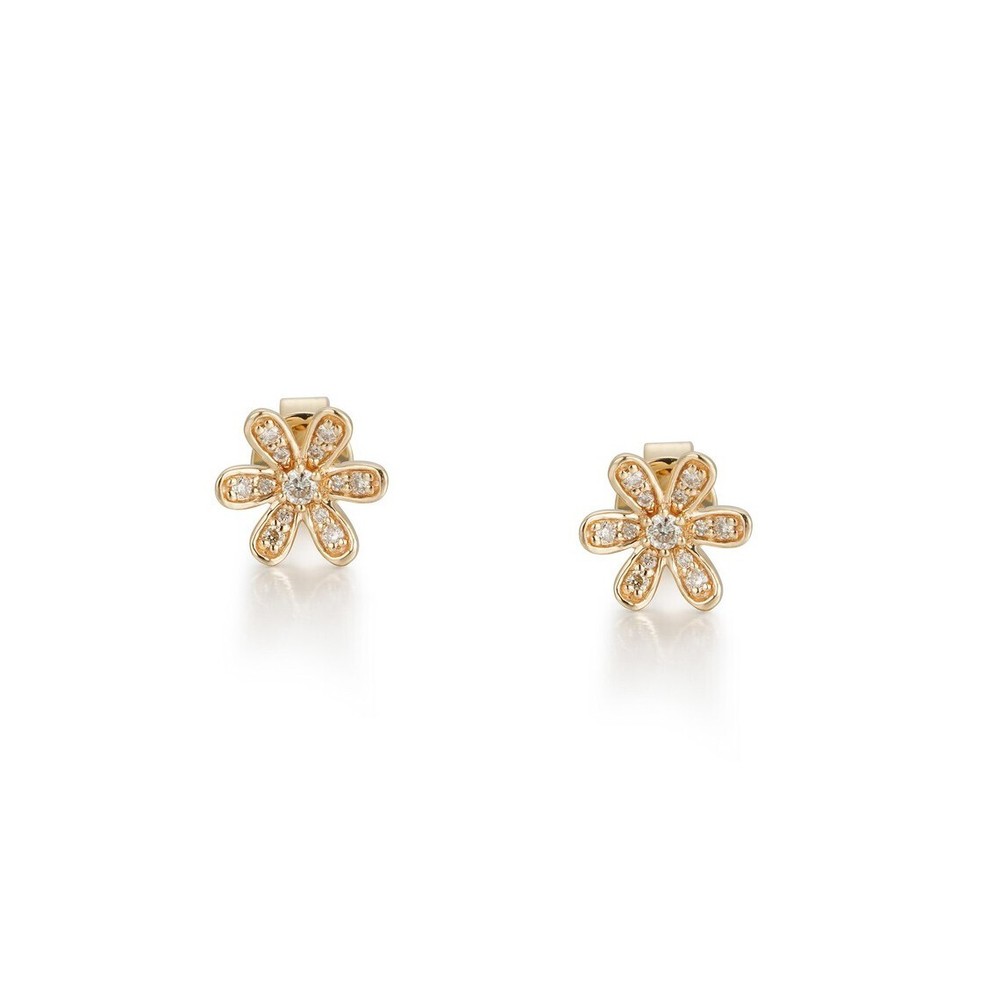 0.30ct Moissanite Daisy Flower Stud Earrings in 14k Yellow Gold Plated