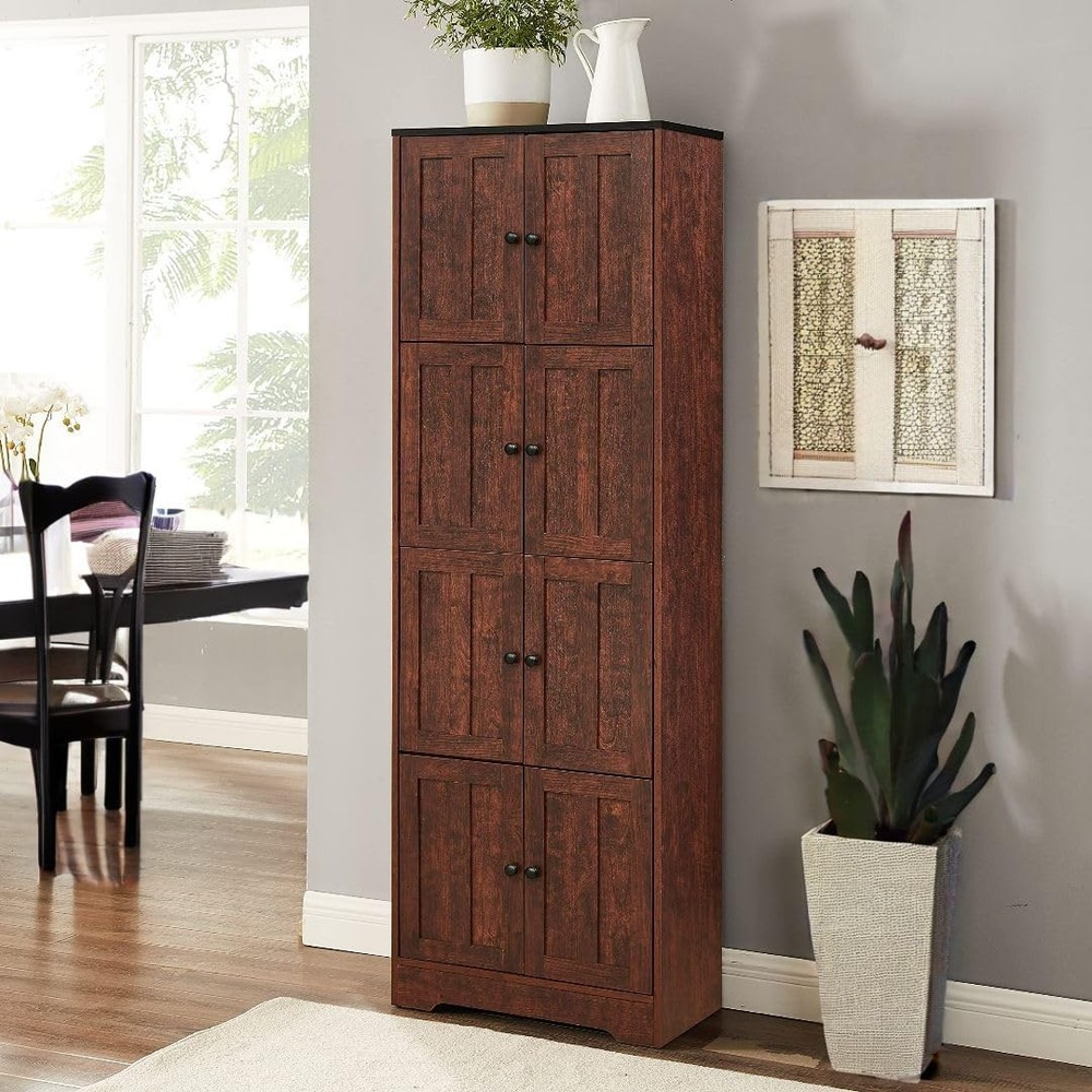 NicBex 72.4 Inch Farmhouse Pantry Cabinet with 8 Doors and 4 Shelves for Kitchen Storage
