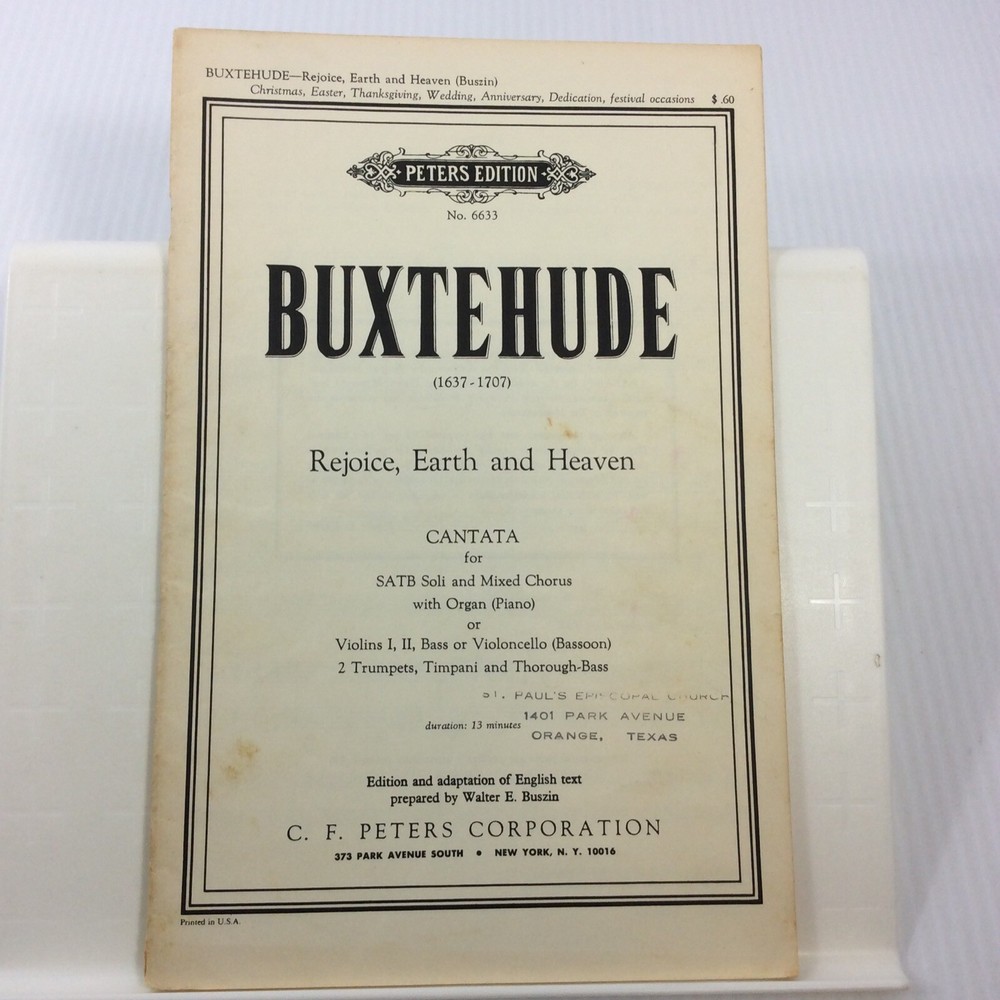 Rejoice Earth and Heaven SATB Choral Songbook by Buxtehude