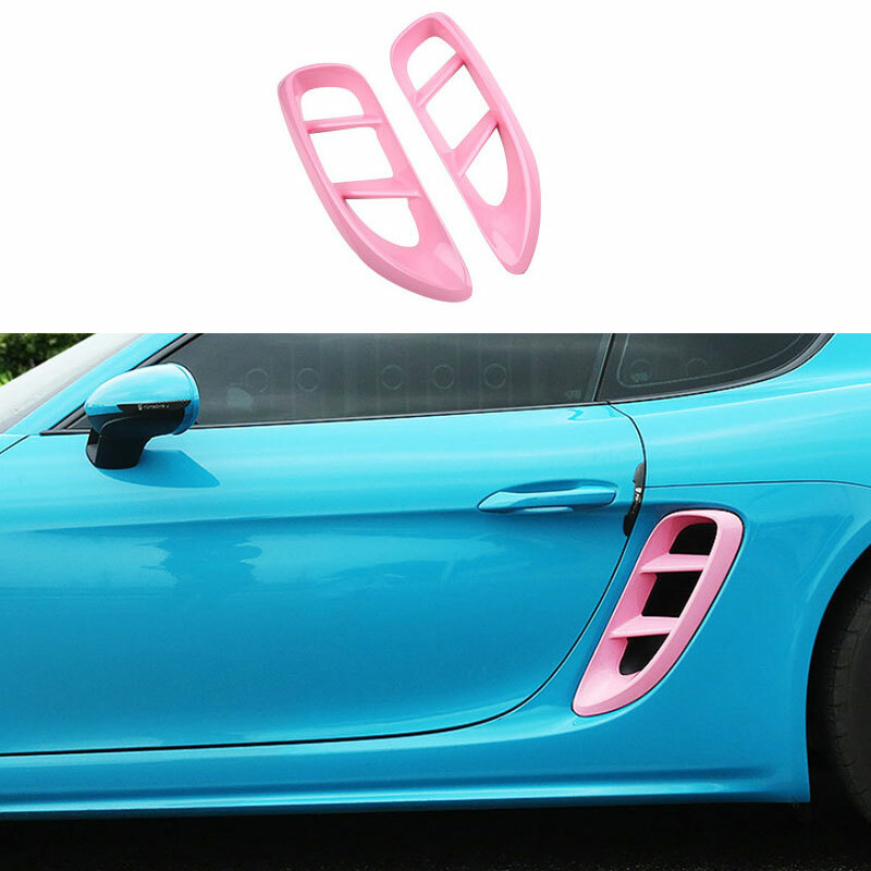 ABS Pink Car Air Flow Vent Side Decoration Sticker Decor*1 For Porsche 718 16-23