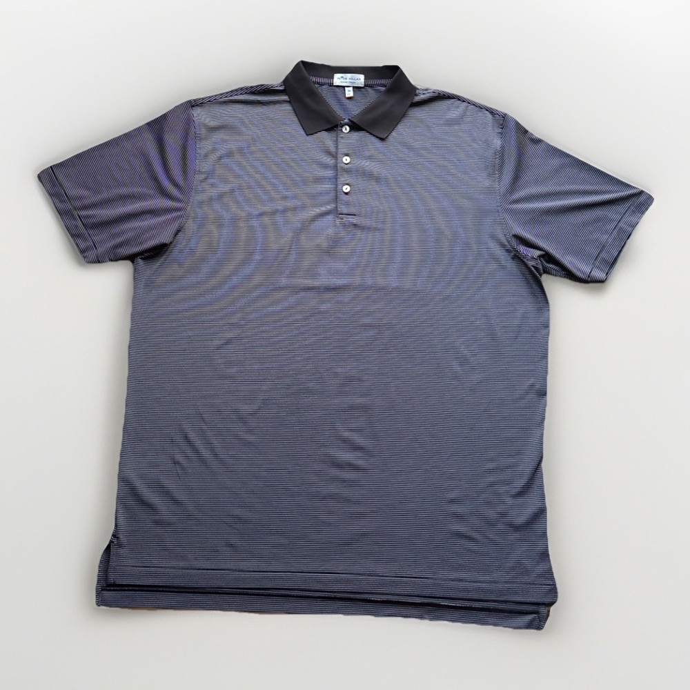 Peter Millar Shirt Mens XL Black Striped Summer Comfort Performance Golf Polo