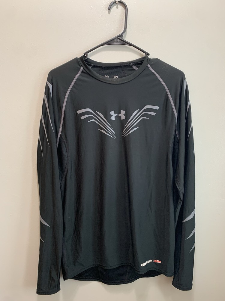 Under Amour Men's Compression Long Sleeve, Heatgear, Black and grey, SizeXL