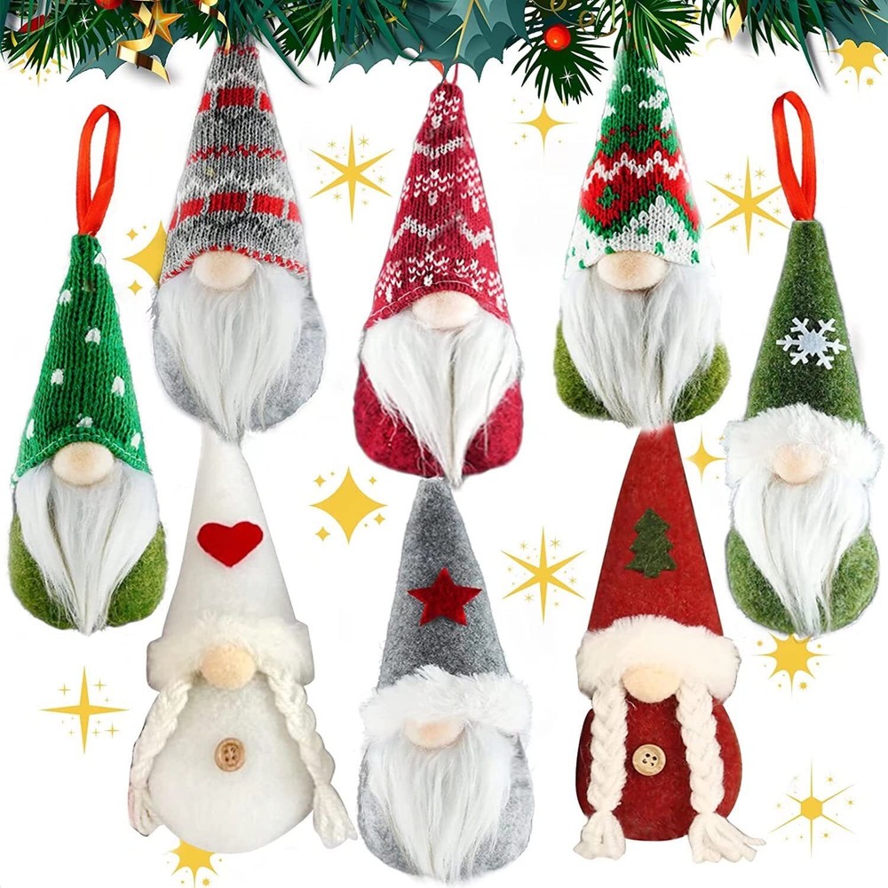 Christmas Gnome Ornaments 8 Styles Christmas Tree Decorations Hanging Christm...