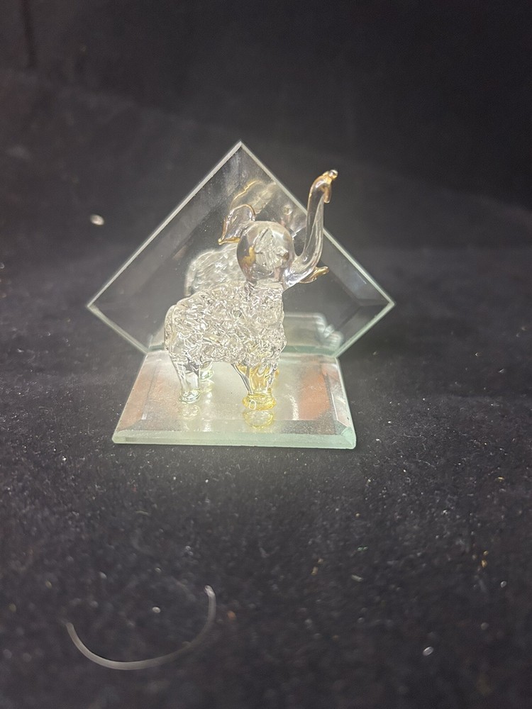 Swarovski Crystal Elephant Figurine on Mirror Base 2x3 Inches