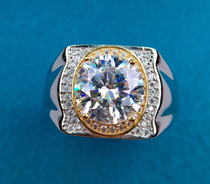 5 Carat Moissanite Sterling Silver 925 Handmade Mens Ring, Moissanite Ring