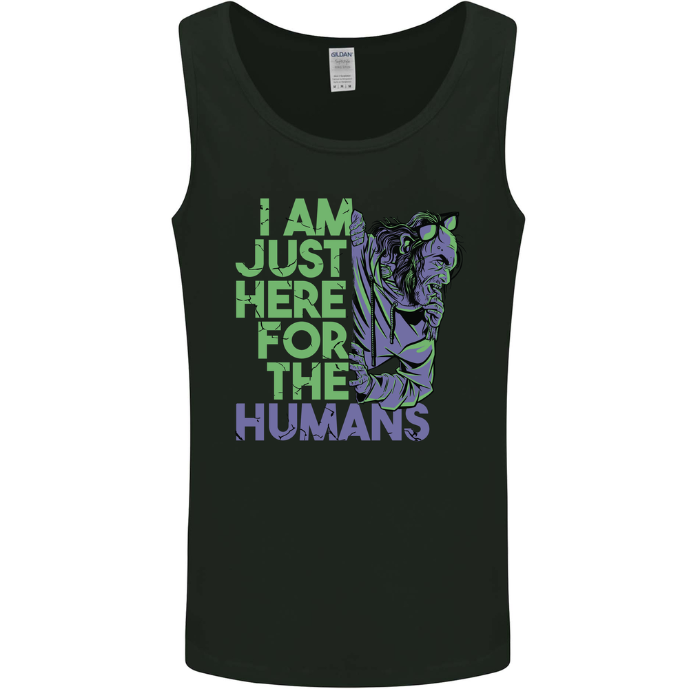 Halloween Zombie Just Here For the Humans Mens Vest Tank Top