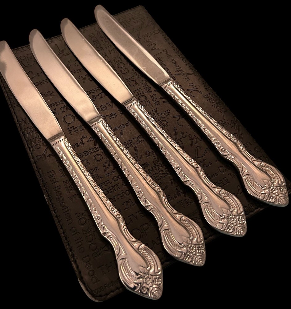 Wallace Dinner Knife Countess 18/10 Stainless Glossy Flatware 4 Pc Set New