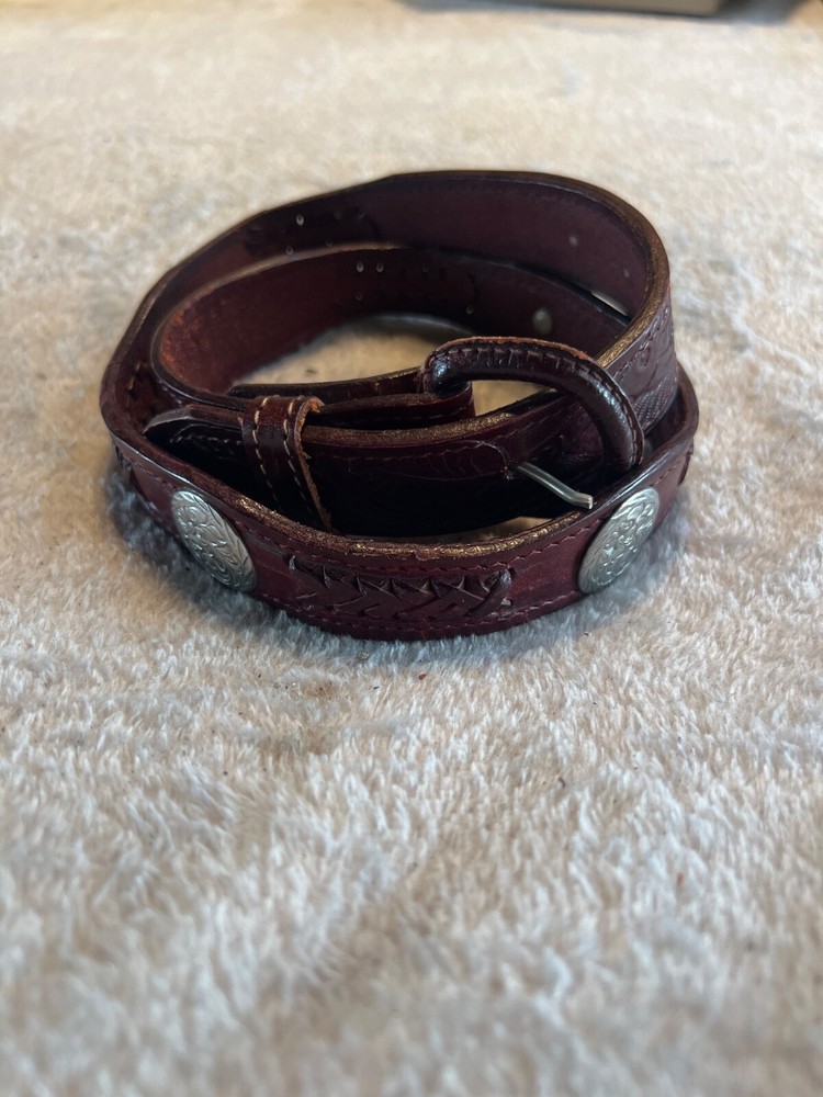 Vintage Brown Western Belt with Conchos - Size 30 for Men