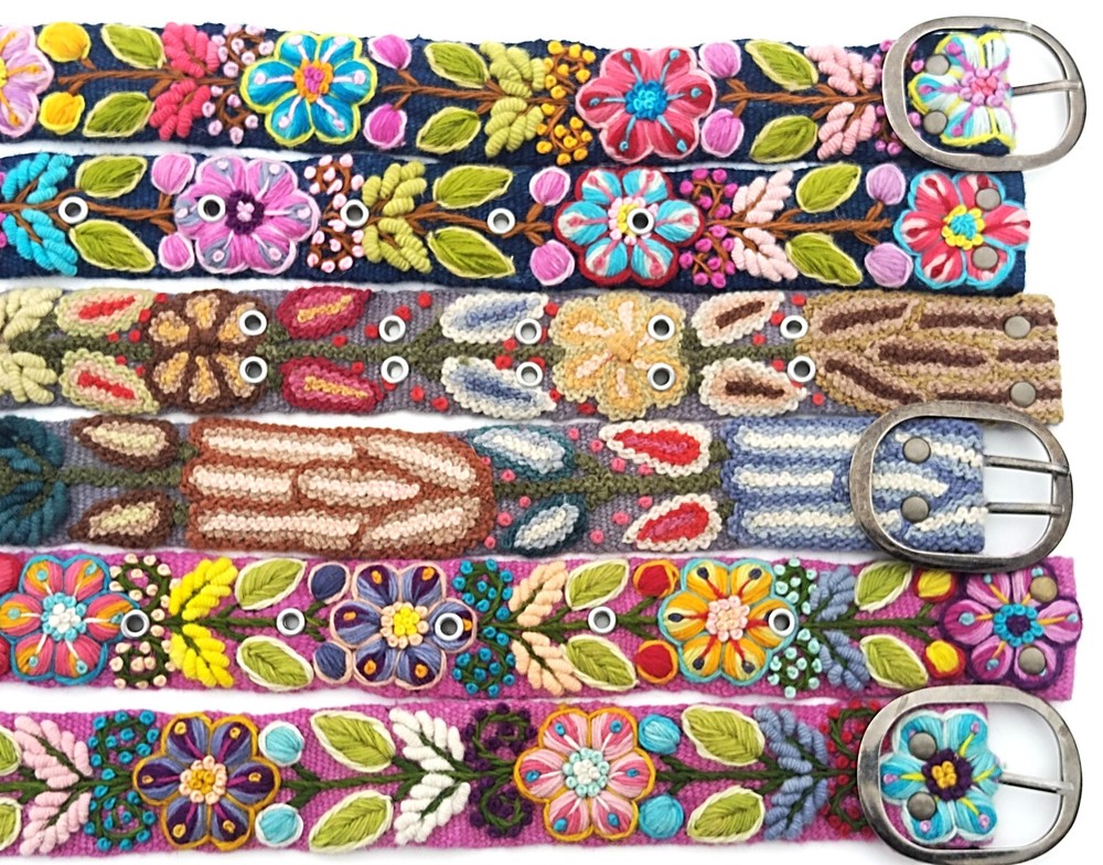 Women's belt, hand-embroidered, art made in Peru, birthday gift