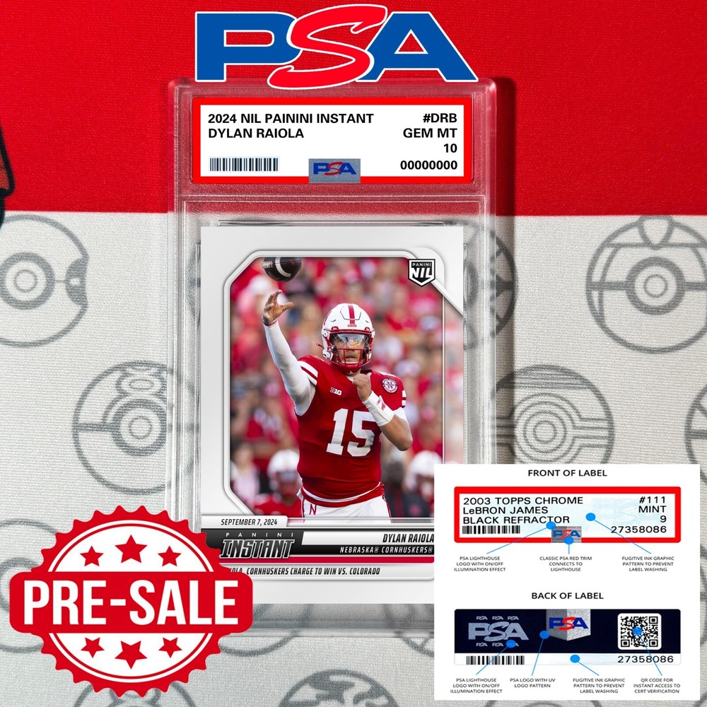Presale 2024 PSA 10 Dylan Raiola Rookie Card Panini Instant DRB Nebraska-image