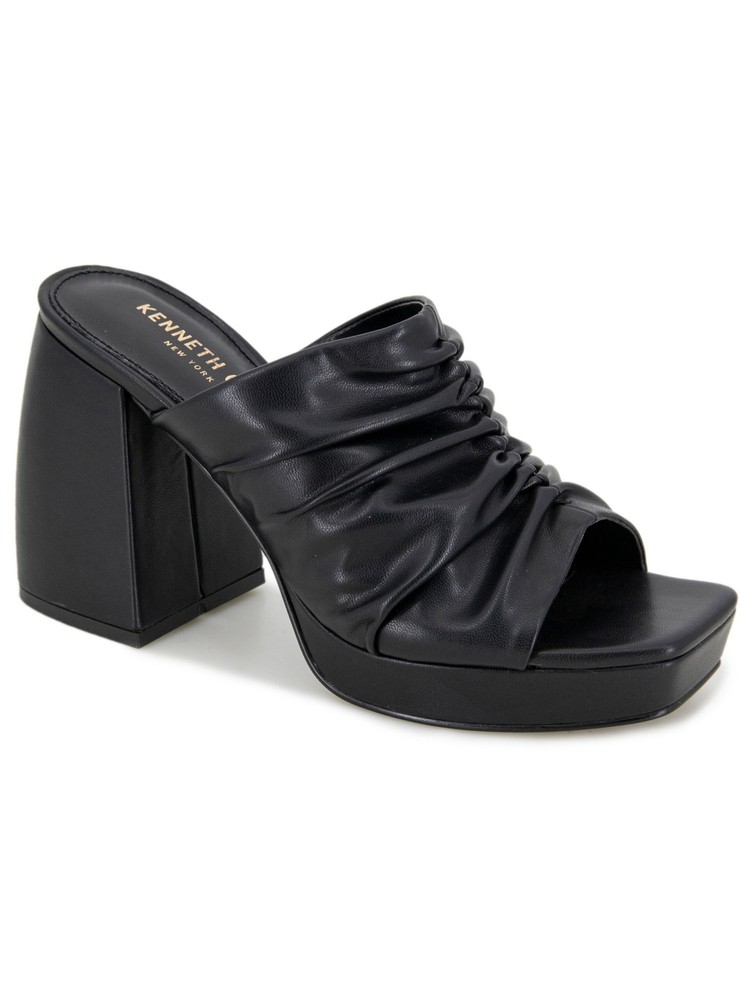 KENNETH COLE NEW YORK Womens Black Anika Open Slip On Heeled Sandal 5 M