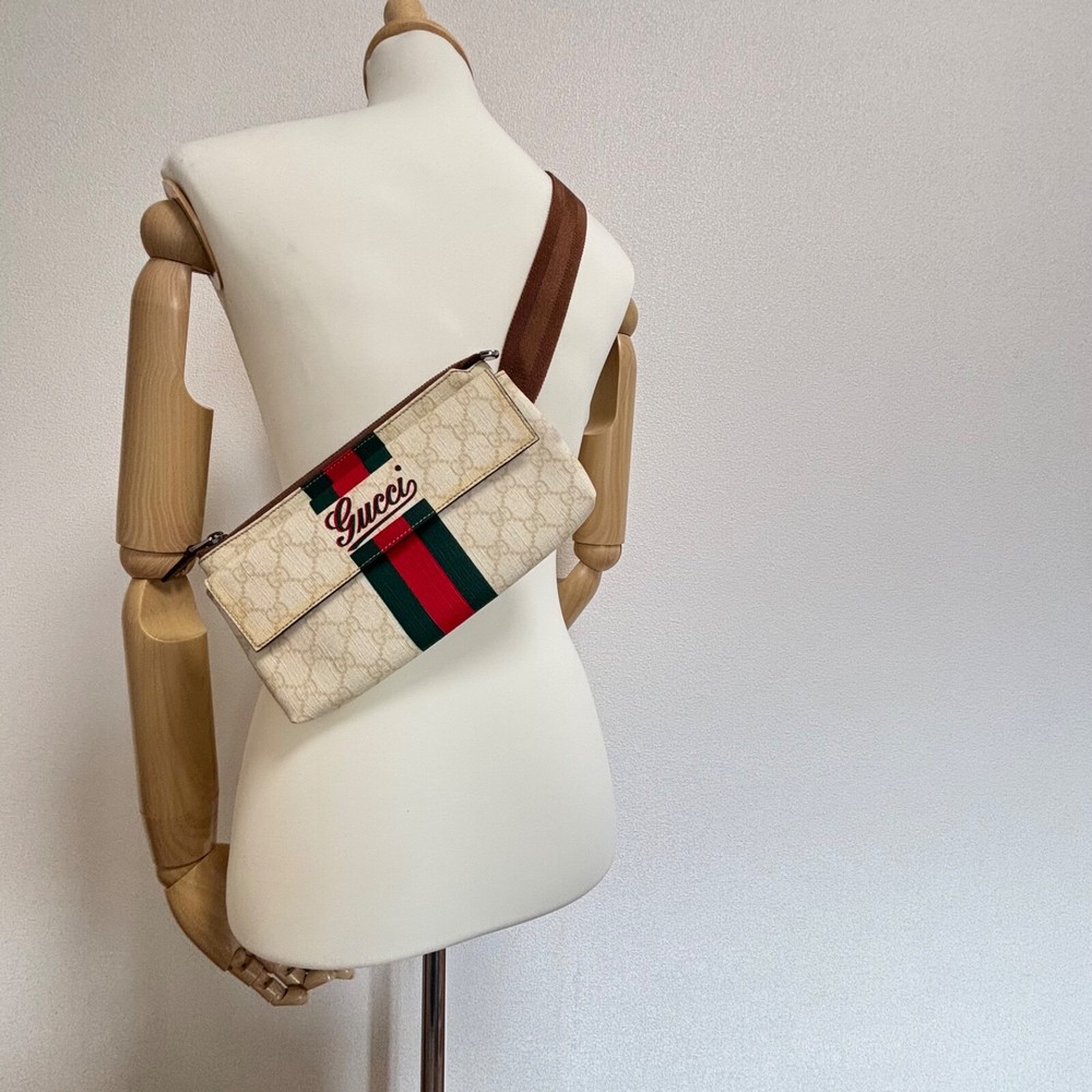 GUCCI Joy Line Messenger Crossbody Bag 189815 Black Leather