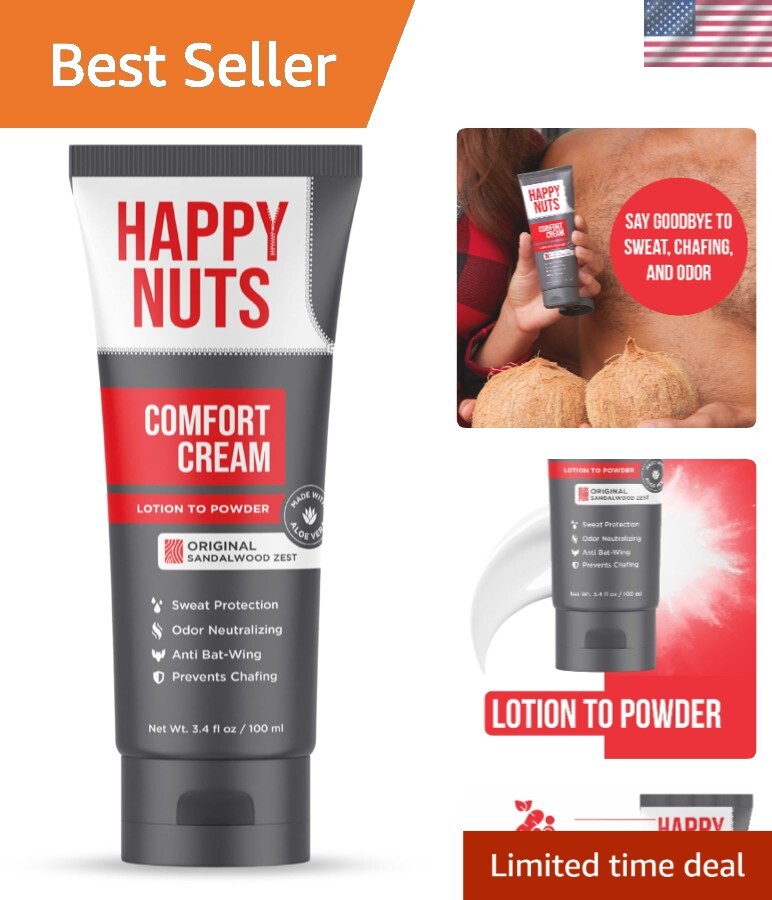 Comfort Cream Deodorant for Men - Aluminum-Free, Anti-Chafing Protection 3.4oz