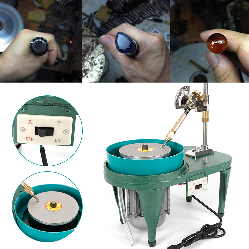 Gem Faceting Machine Gemstone Flat Grinder Jewelry Lapidary Cutter Polisher 180W
