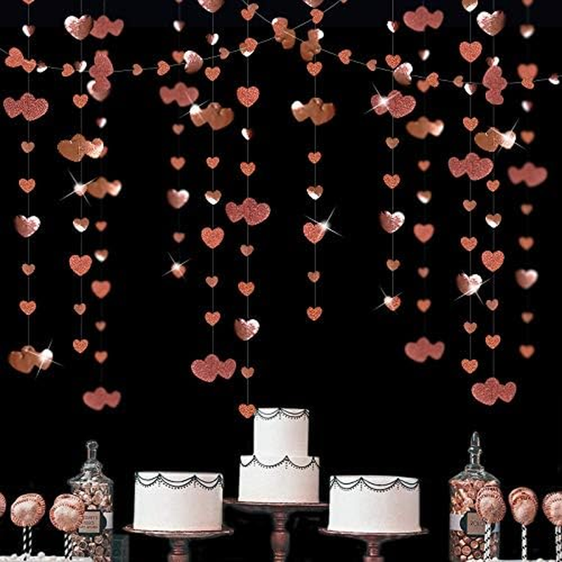 Rose Gold Valentine Heart Garland Hanging Decor for Romantic Party