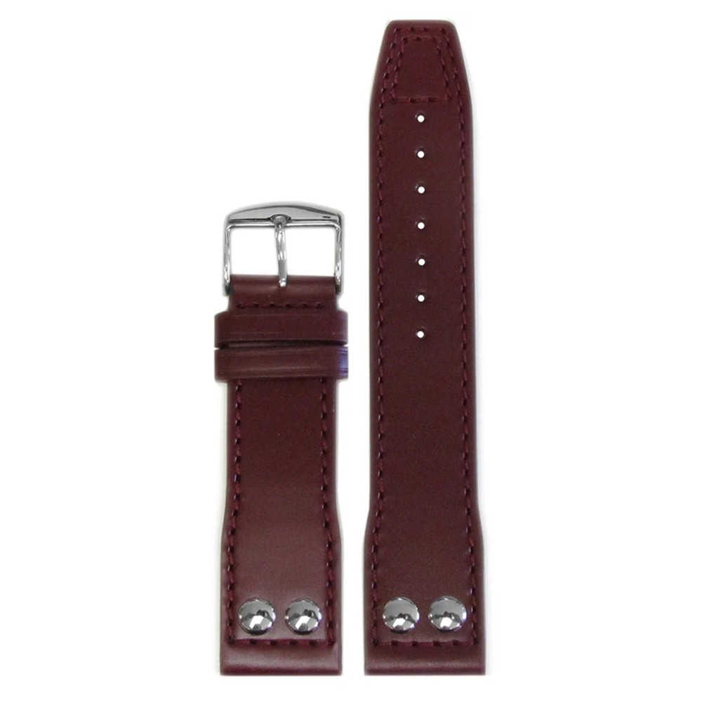Burgundy Calf Leather Quick Release Pilot Watch Band with Match Stitch
