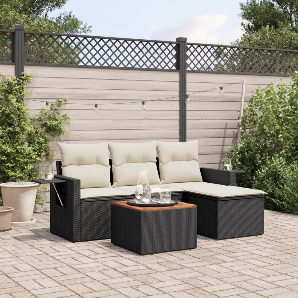 Garden Sofa Set Black, Cream White