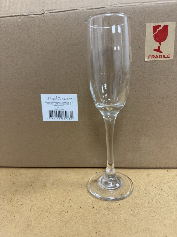 10-Piece 7oz Flute Champagne Glass Set for Weddings & Sparkling Wine