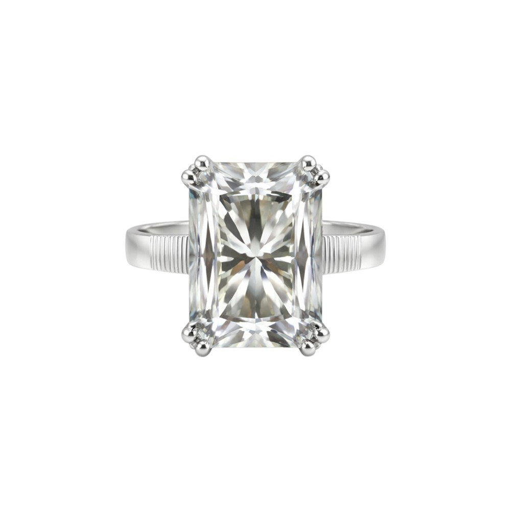 10 Ct. E/VS1 Emerald Cut Lab Grown Diamond Ring in 925 Silver For Wedding Gift