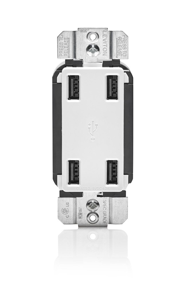 USB4P-W 4.2-Amp High Speed 4-Port USB Charger, White