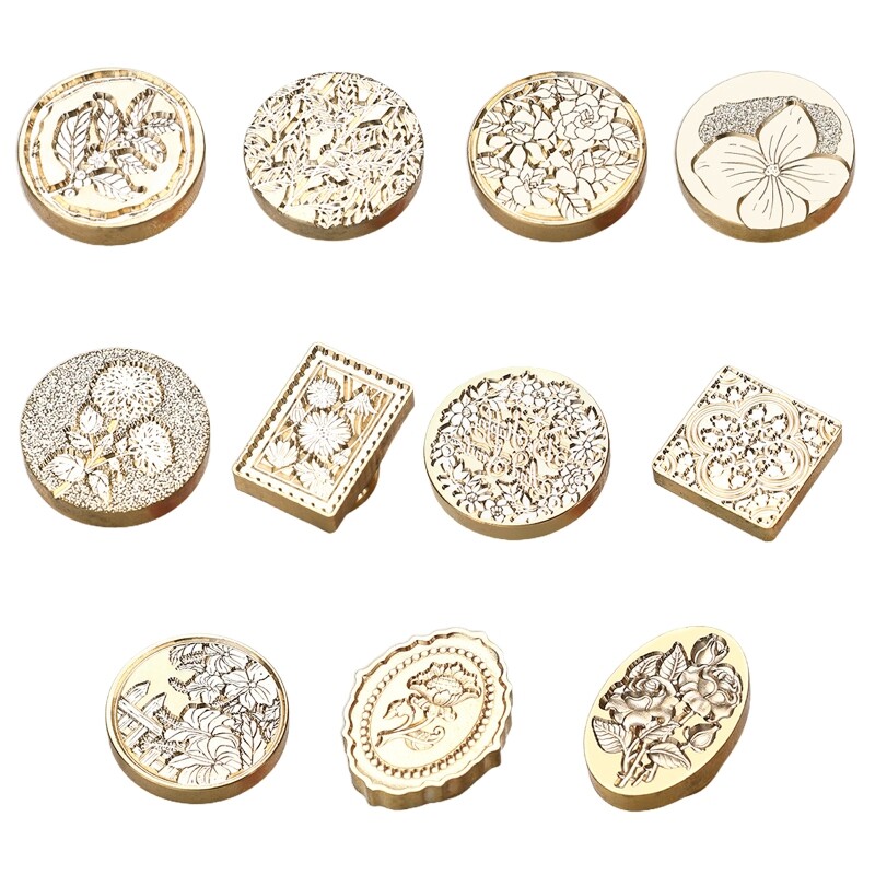 Flower Embossed Retro Wax Seal Stamp Plants Birthday Card Decoration