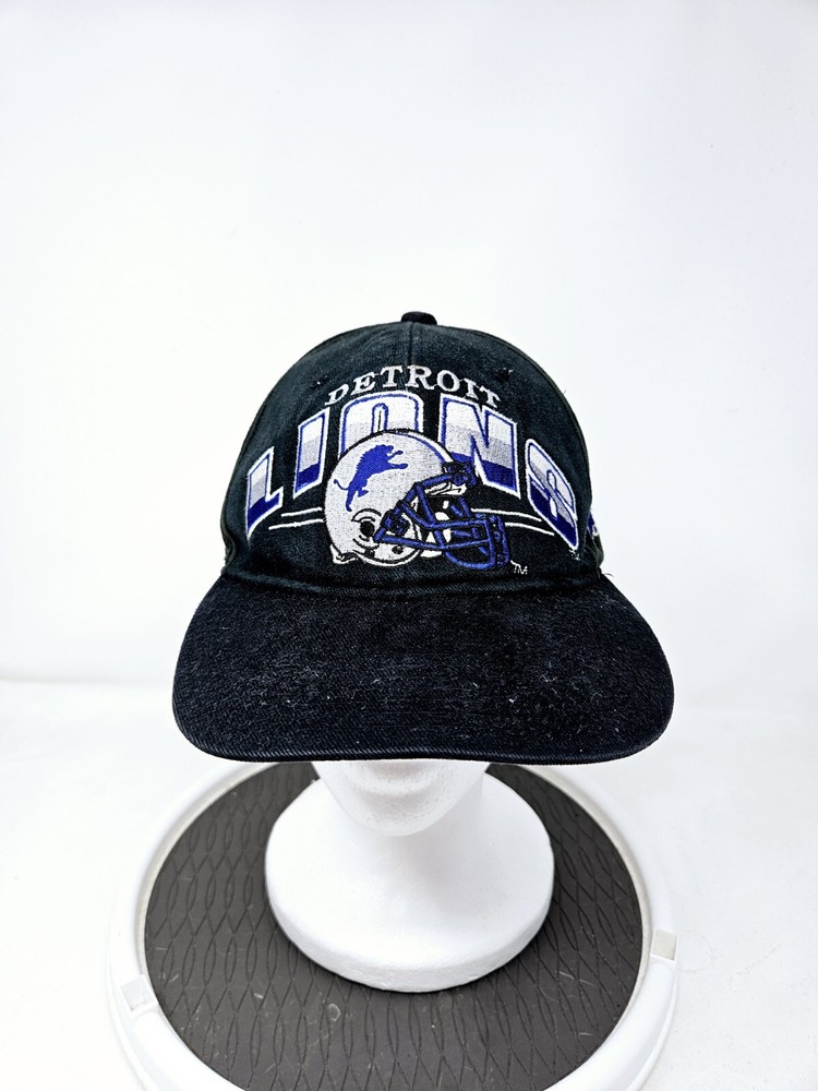 Vintage Detroit Lions Black Embroided NFL Strapback Hat Youth Size FAST SHIPPING