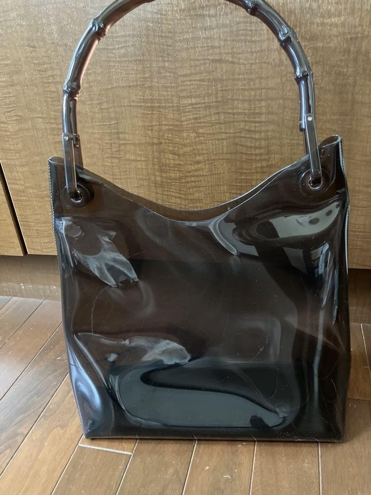 Vintage Gucci Bamboo Handle Vinyl Shoulder Bag