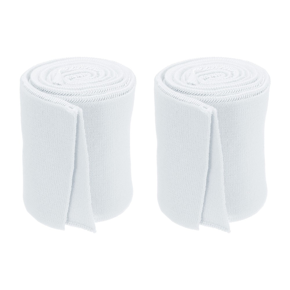 2 Pack 3x2.6ft White Elastic Ribbed Cotton Knit Fabric Cuff Trim