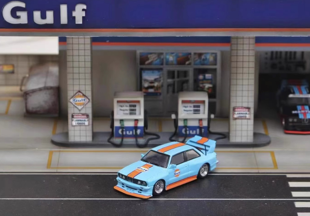 SW 1:64 Blue Gulf M3 E30 LTO Racing Sports Model Diecast Metal Car