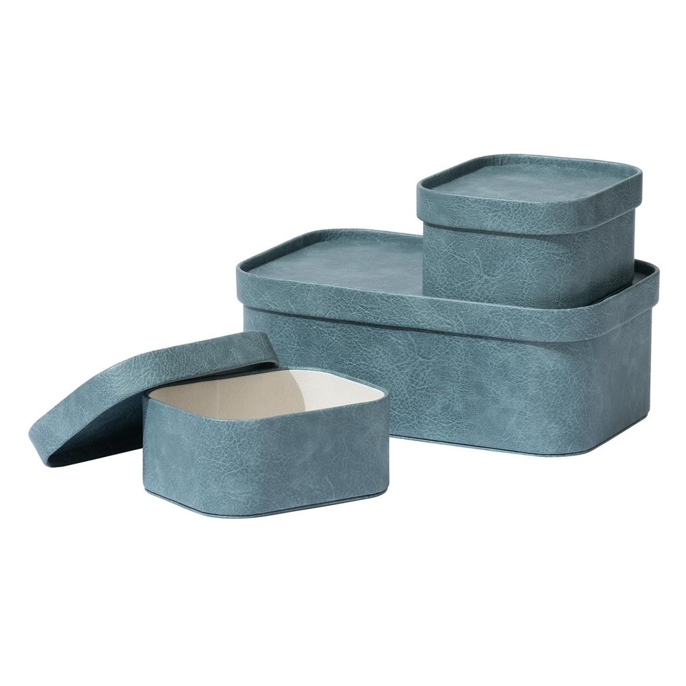 La Jolie Maison 3-Piece Vegan Leather Decorative Storage Box Set with Lids