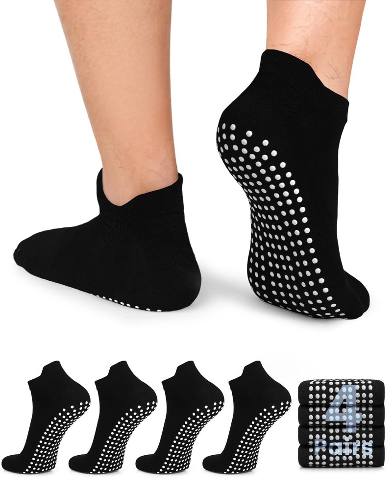 FuelMeFoot Men's Non Slip Socks with Grips Anti Slip Socks for Soccer, Yoga, ...