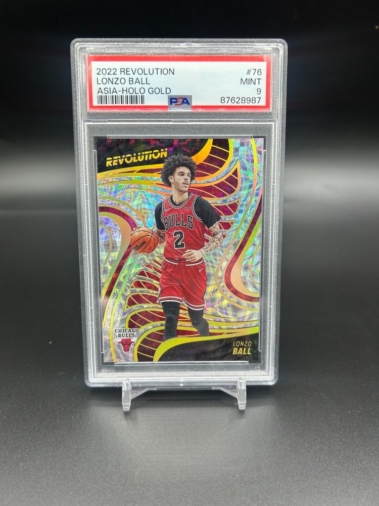 PSA 9 Lonzo Ball 2022 Panini Revolution Asia Holo Gold #76 01/10 Graded Mint