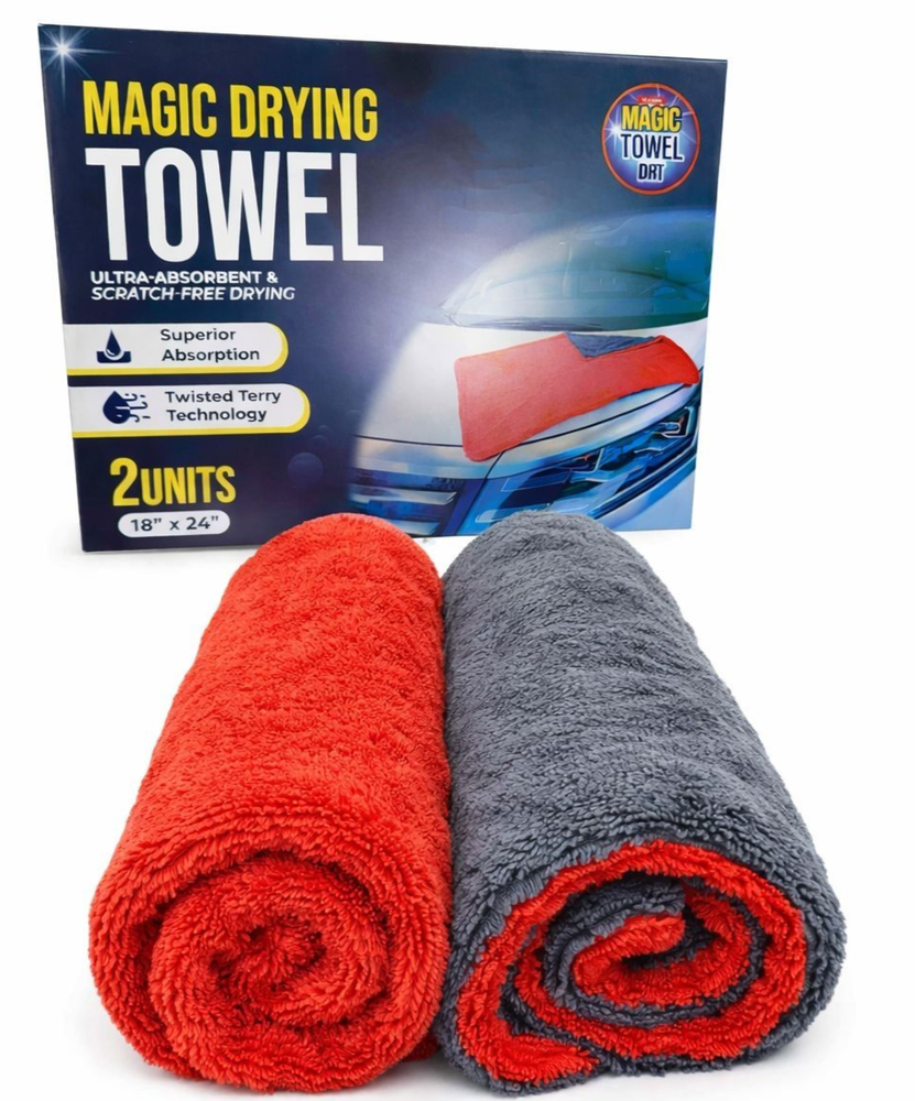 Drying Towel 18x24 Microfiber Ultra-Absorbent,Streak-free Twisted Terry 2 Pack