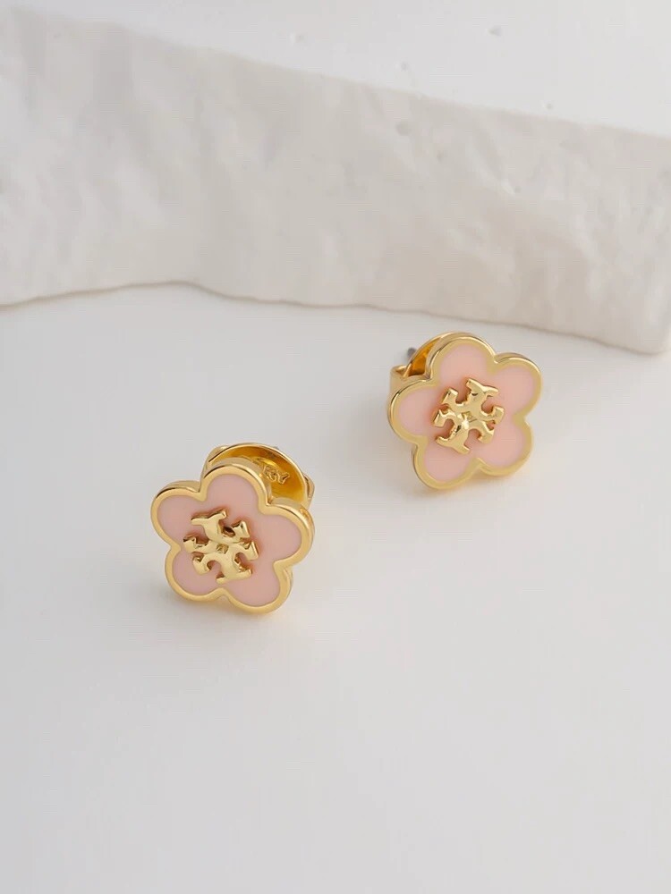 Tory Burch Limited Edition Lady Pink Flower Stud Earrings 🌸💝