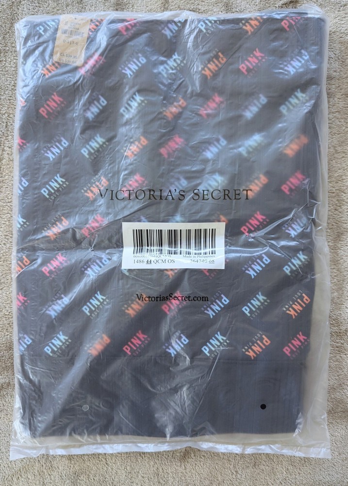 PINK Victoria's Secret Canvas Tote Bag Logo Rainbow Script New