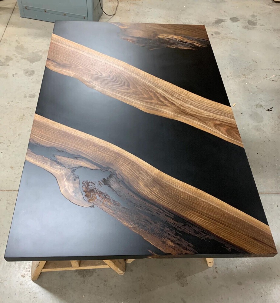 Black Epoxy Resin Center Table Top, Kitchen Dining Table Top, Living Top Decors