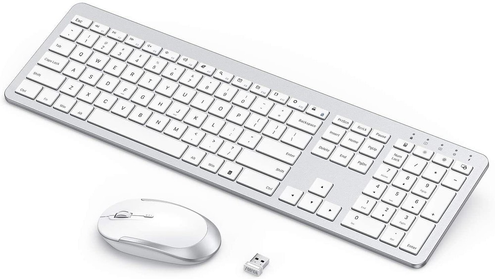 Rechargeable Wireless Keyboard Mouse Combo with Full-Size Cordless Design
