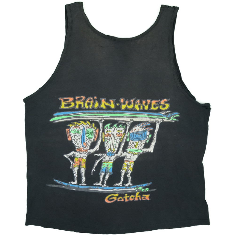 Vintage Gotcha Brain Waves Surfer Surf Skate Grunge Tank Top Muscle Tee T Shirt