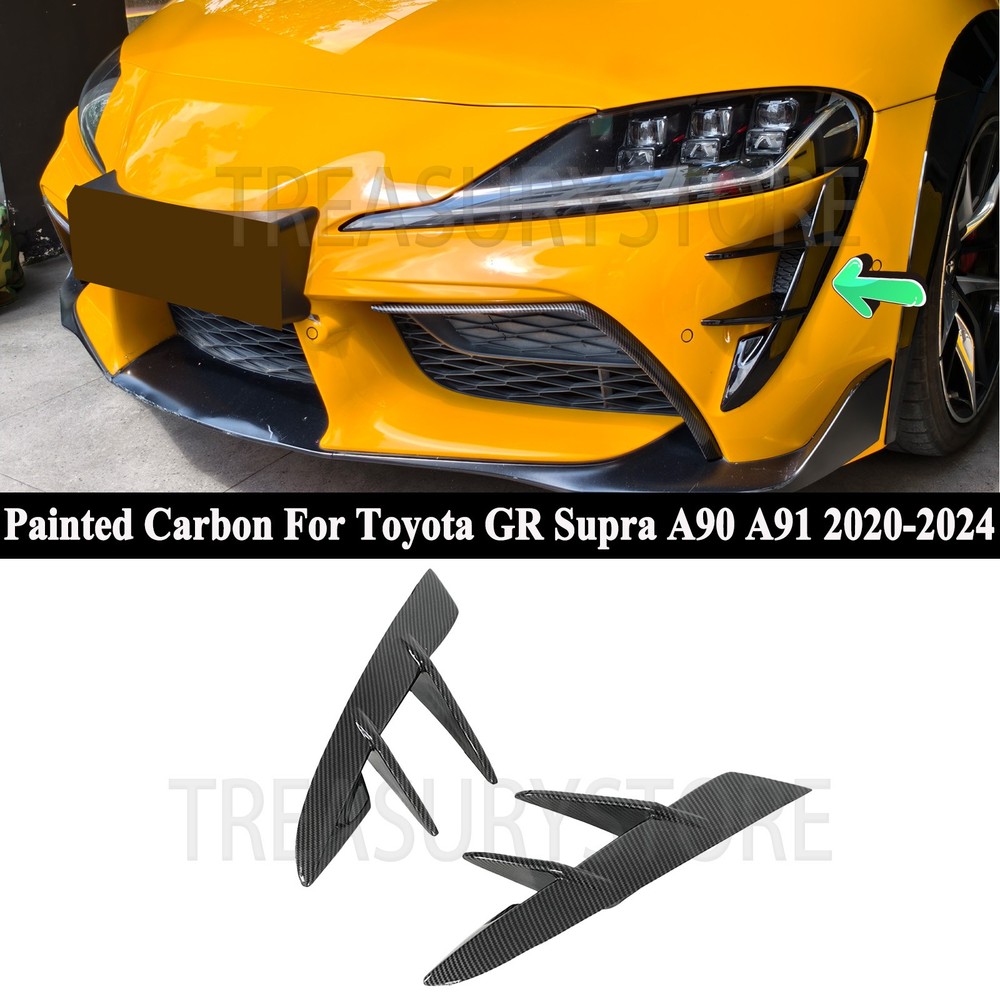 For Toyota Supra GR A90 A91 20-24 Painted Carbon Front Spoiler Canards Splitters