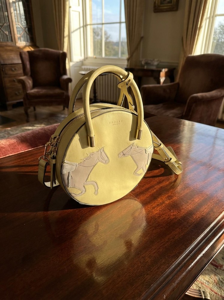 RARE Radley London x Royal Ascot Leather Horse Canteen Bag – Lemon/Chalk