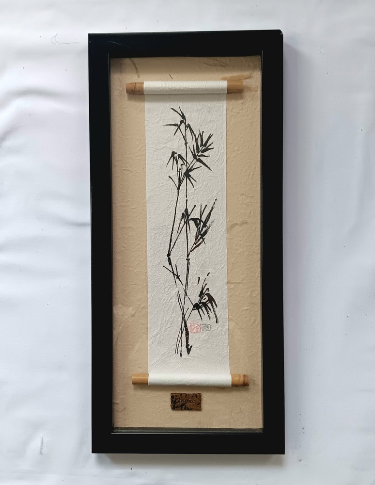 Chinese Zen kakejiku Scroll Shadowbox Wall Art. Inspire. 8x17