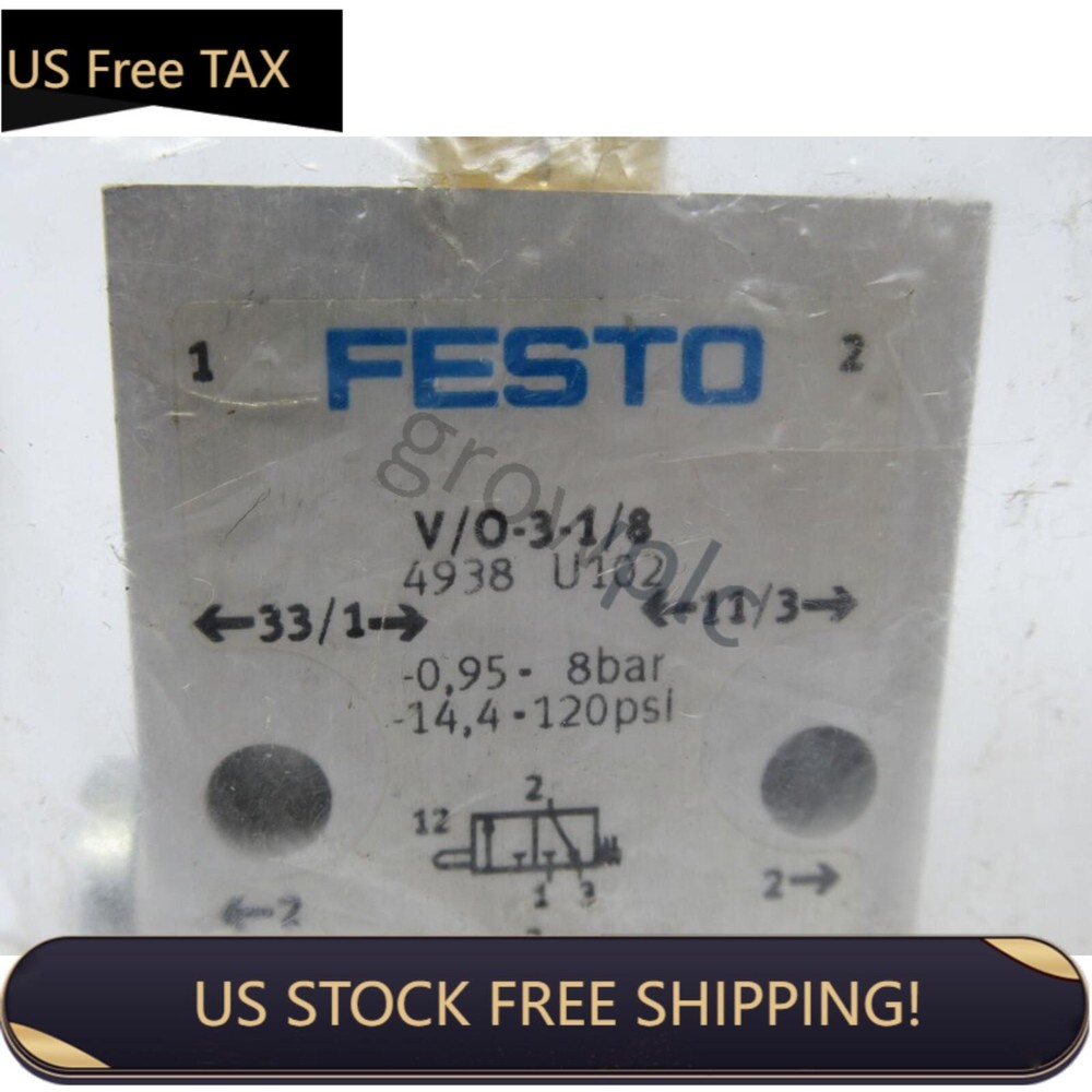 US FREE TAX New FESTO V/O-3-1/8 4938 Stem Actuated Valve -0.95-8 Bar 140L/Min