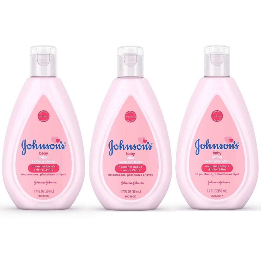 Johnson's Moisturizing Pink Baby Lotion, Coconut Oil Travel Size 1.7oz (3 Pack)