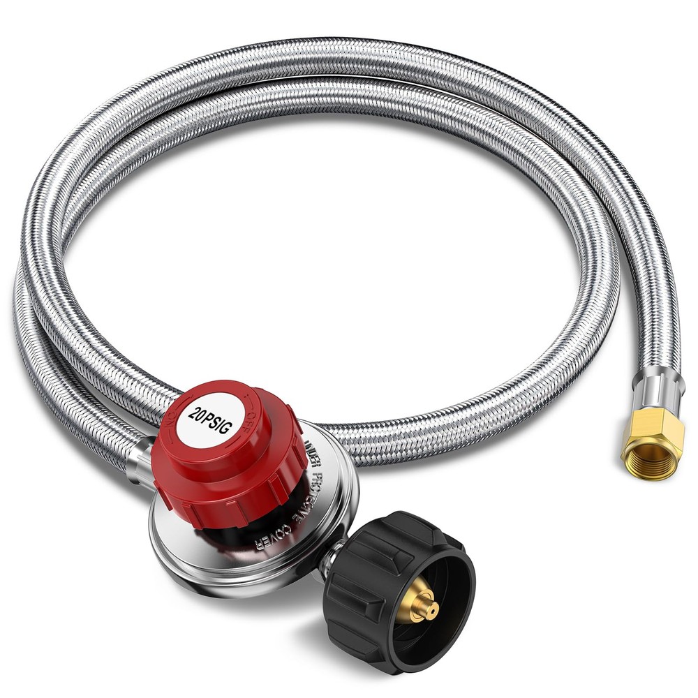 4FT Propane Regulator with Hose, High Pressure Adjustable Propane Tank Regula...