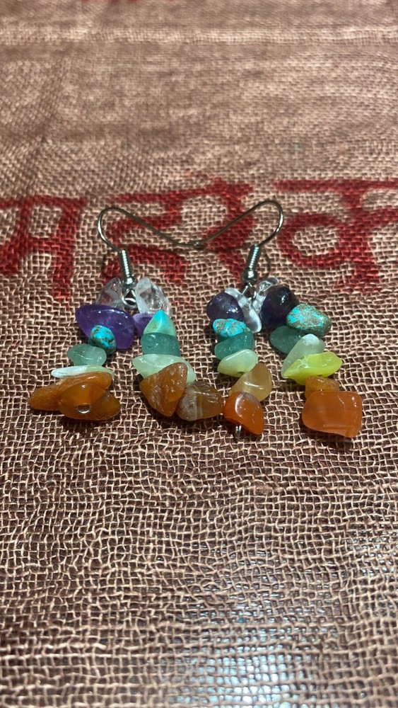 Seven Chakras Dual-Strand Beaded Earrings for Spiritual Style