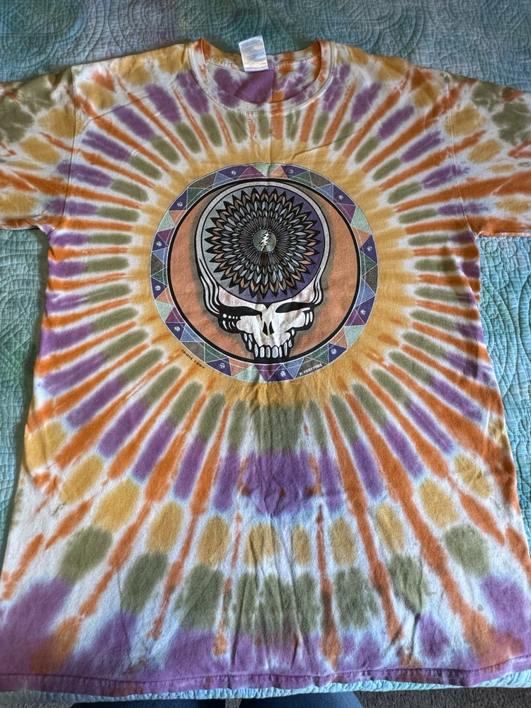 Grateful Dead 1995 Vintage Tie Dye T-Shirt Steelie GDM Size LG Double Stitch Tag-image