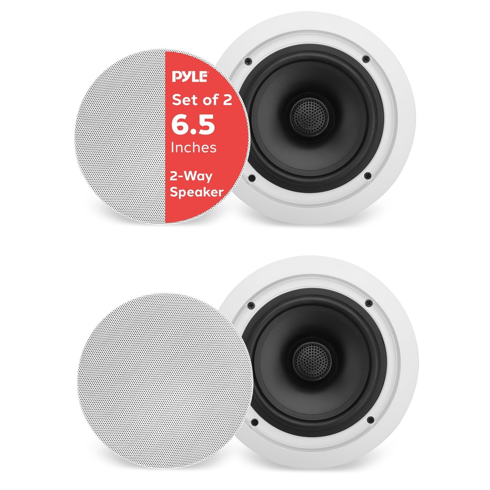 Pyle 6.5” 70v Ceiling Mount Speakers-Pair of 2-Way Midbass Woofer Speaker...