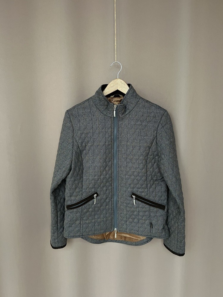 Barbour Tailored Tweed Wool Jacket Womens Size UK 12 EU 38 Short Full Zip