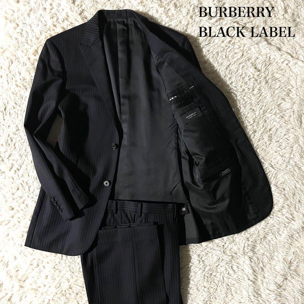 Burberry Black Label Suit Setup Striped Slim Black L F/S from Japan